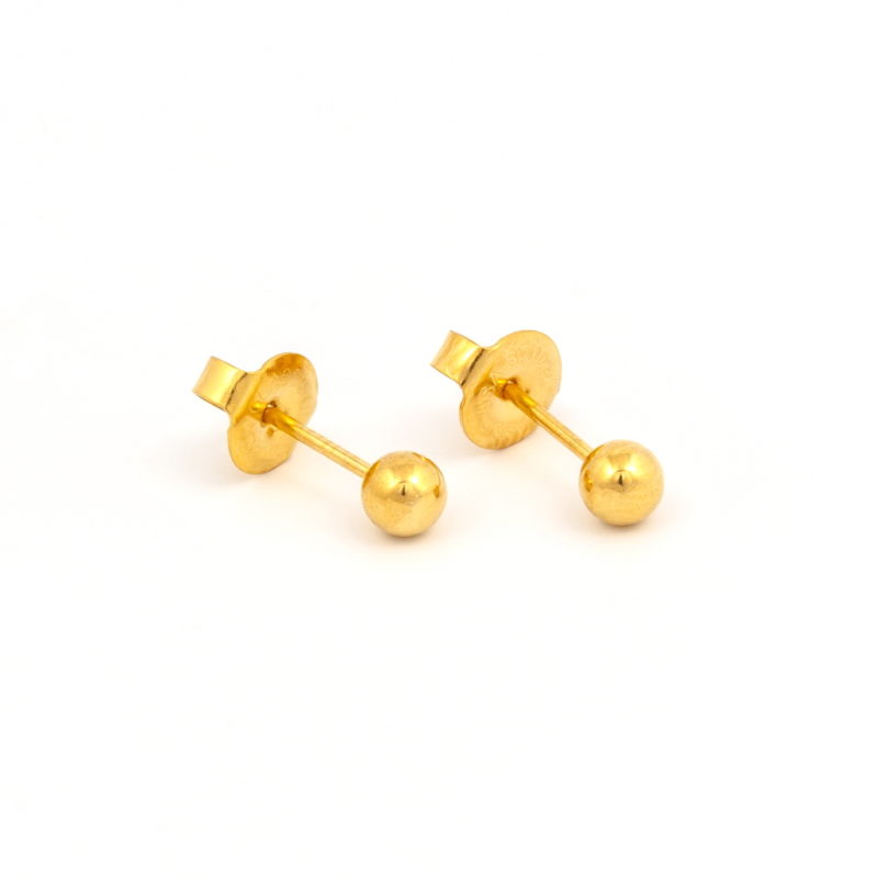 GOLD PLATED 4MM BALL STERILIZED EAR STUDS