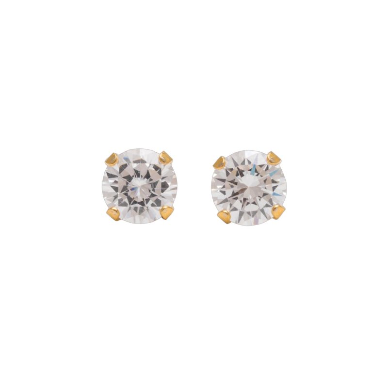 Gold Plated Cz 6mm Sterilized Ear Studs