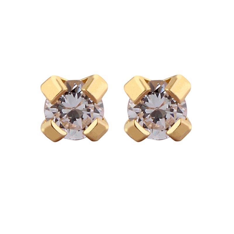 Gold Plated Cz 2mm Sterilized Ear Studs