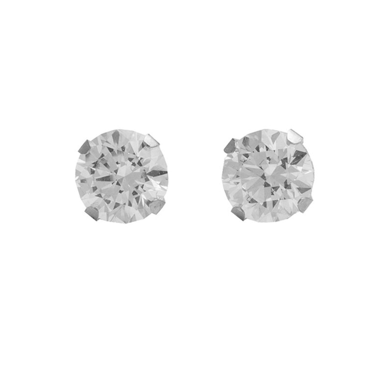 Stainless Steel Cz 5mm Tiffany Sterilized Ear Studs