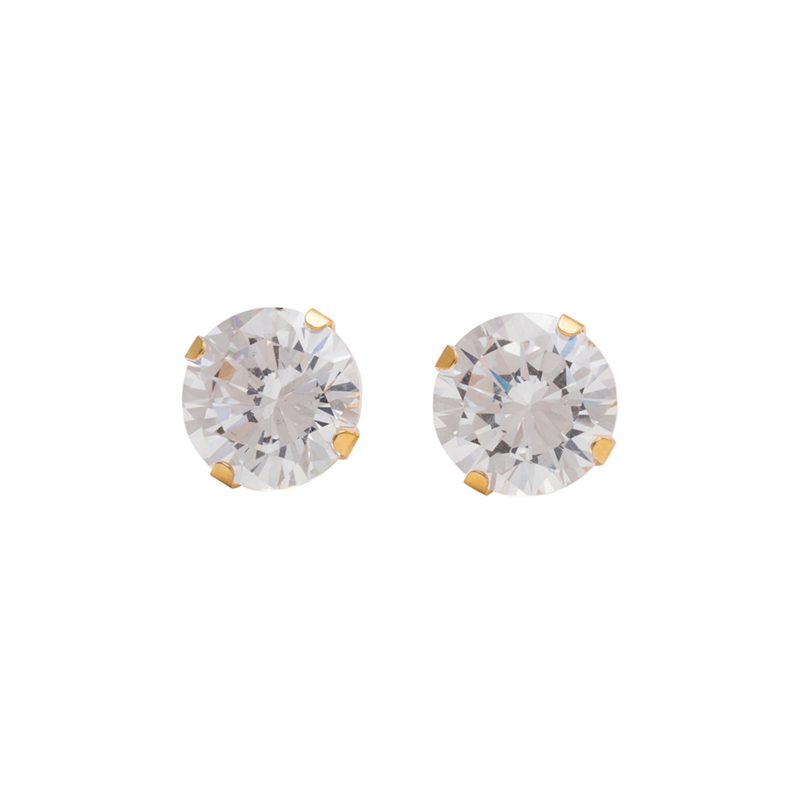 Gold Plated Cz 8mm Sterilized Ear Studs