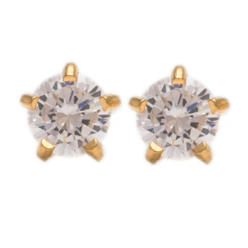 Gold Plated Large Cubic Zirconia Sterilized Ear Studs