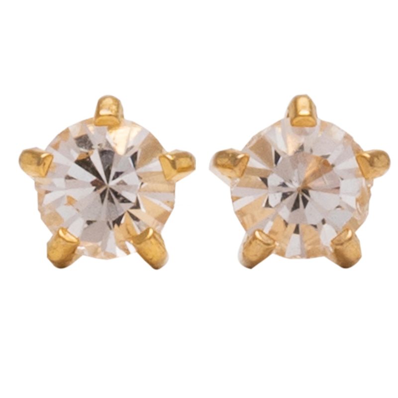 Gold Plated Large Tiffany Apr Crystal Sterilized Ear Studs