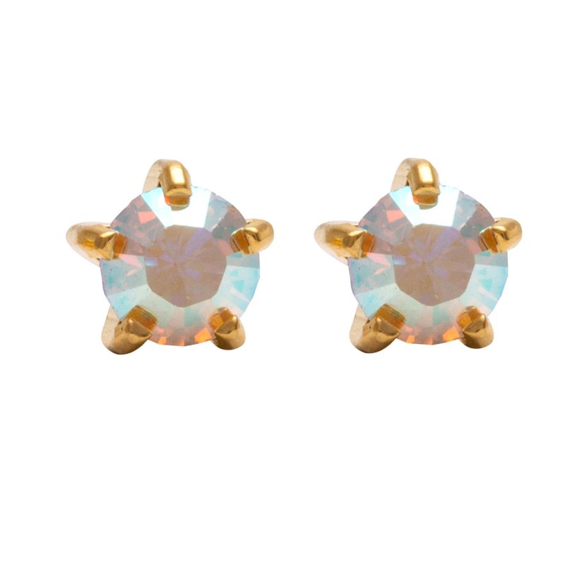 Gold Plated Large Tiffany Ab Crystal Sterilized Ear Studs