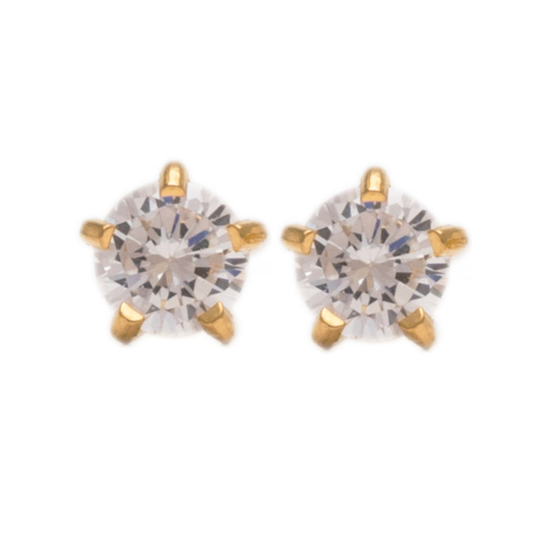 GOLD PLATED MINI CUBIC ZIRCONIA STERILIZED EAR STUDS