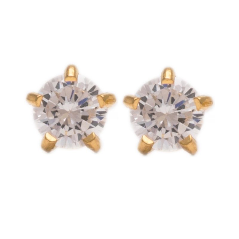 Gold Plated Regular Cubic Zirconia Sterilized Ear Studs