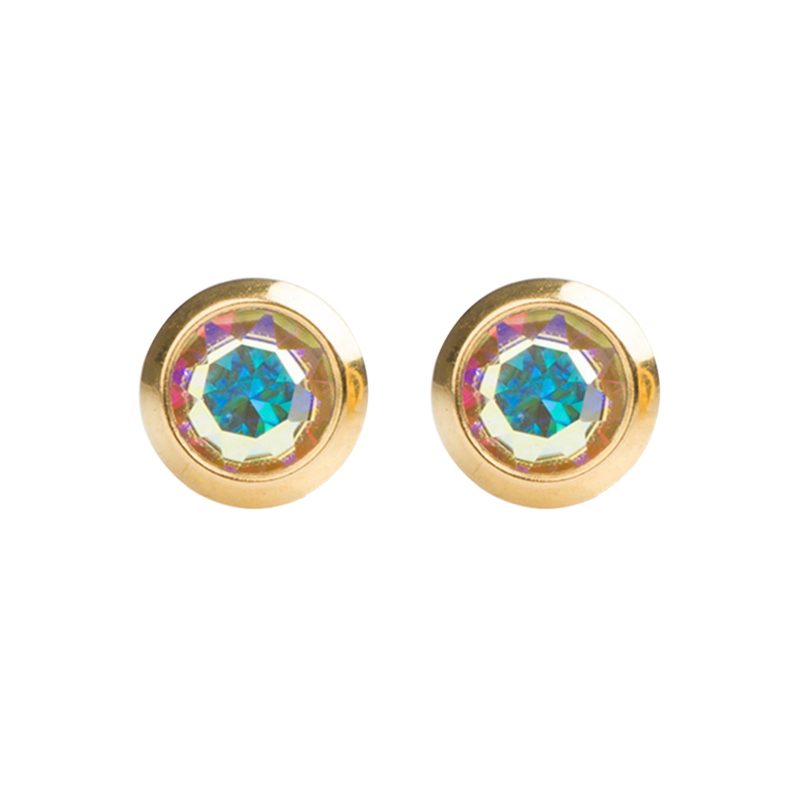 Gold Plated Regular Ab Crystal Sterilized Ear Studs