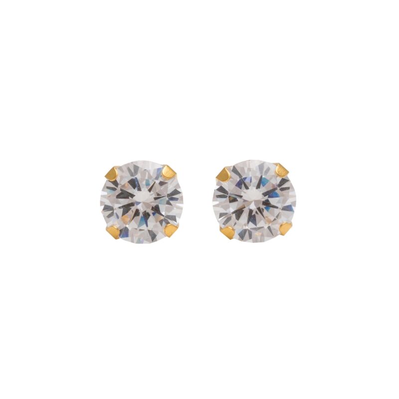 STUDEX - Gold Plated 7mm Cubic Zirconia Fashion Earrings