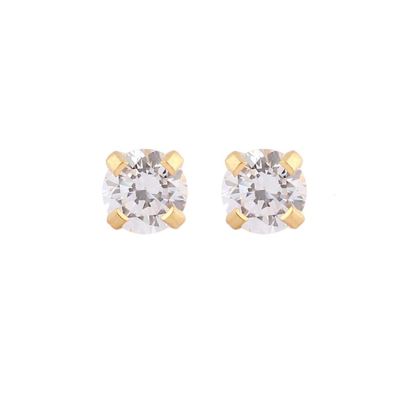 Stainless Steel 4mm Cz Tiffany Sensitive Earrings For Kids