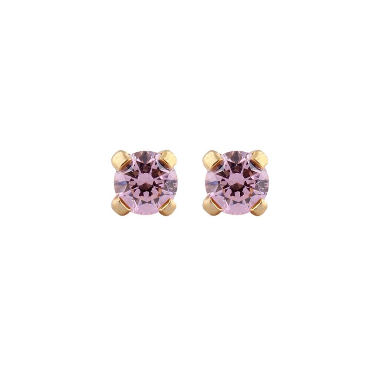 Cz Pink 3mm Sensitive Earrings For Kids